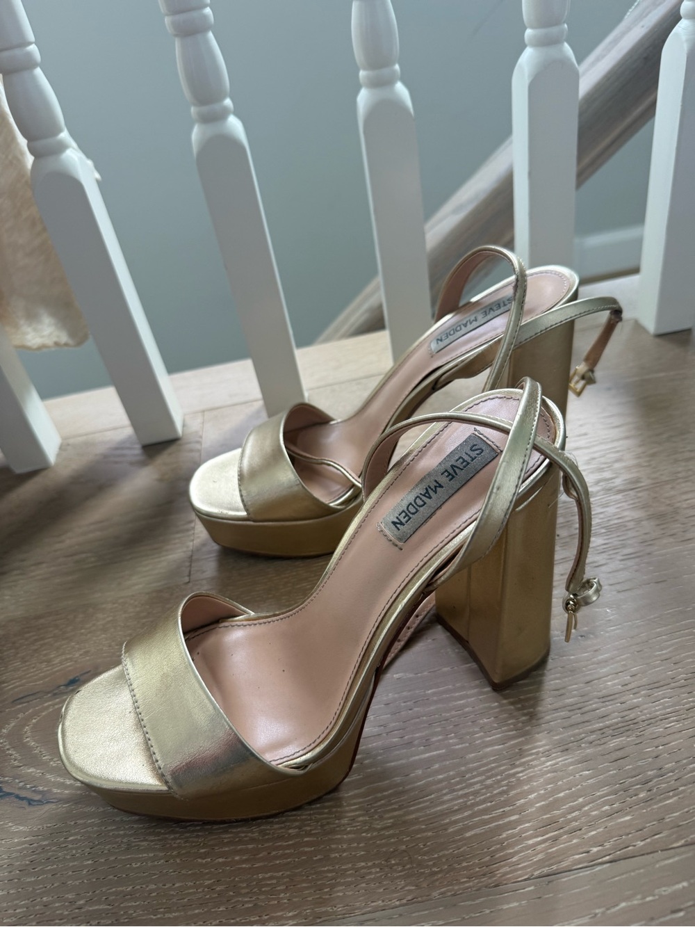 Steve Madden Metallic Gold Platform Block-Heel Sandals